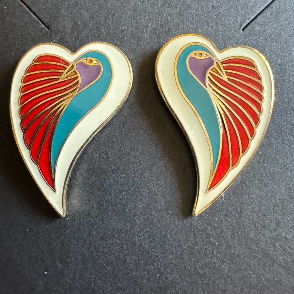 Laurel Burch Vintage “Dove Heart” Earrings